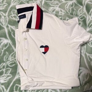 Tommy Hilfiger White Polo with Red and Blue Accents
